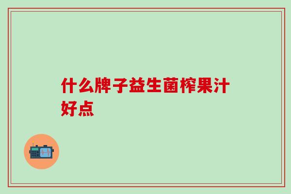 什么牌子益生菌榨果汁好点