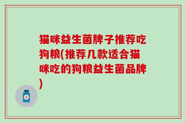 猫咪益生菌牌子推荐吃狗粮(推荐几款适合猫咪吃的狗粮益生菌品牌)
