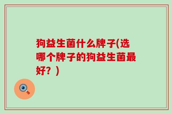 狗益生菌什么牌子(选哪个牌子的狗益生菌好？)