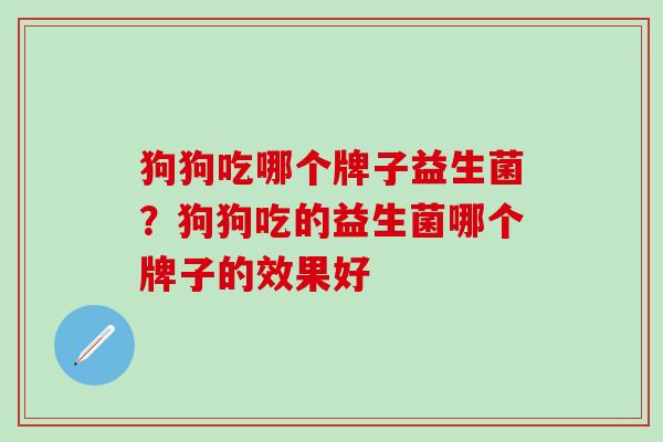 狗狗吃哪个牌子益生菌？狗狗吃的益生菌哪个牌子的效果好