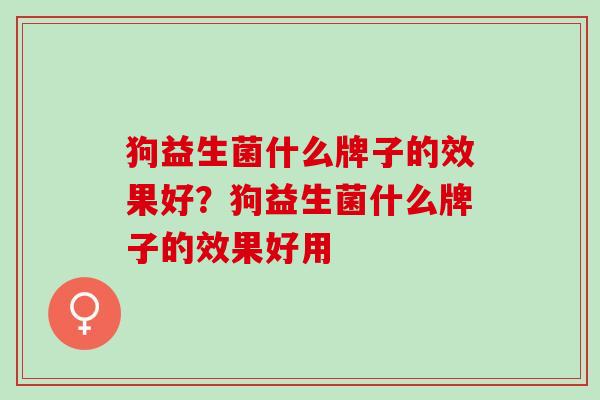 狗益生菌什么牌子的效果好？狗益生菌什么牌子的效果好用