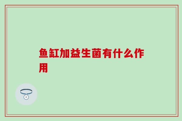 鱼缸加益生菌有什么作用