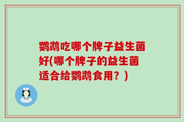 鹦鹉吃哪个牌子益生菌好(哪个牌子的益生菌适合给鹦鹉食用？)