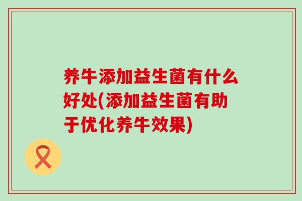 养牛添加益生菌有什么好处(添加益生菌有助于优化养牛效果)