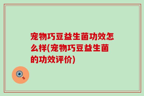 宠物巧豆益生菌功效怎么样(宠物巧豆益生菌的功效评价)