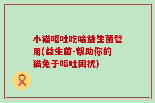 小猫吃啥益生菌管用(益生菌-帮助你的猫免于困扰)