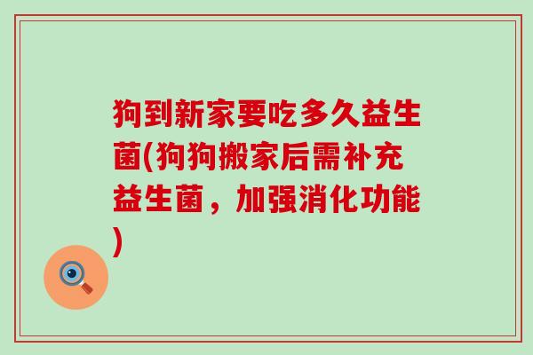 狗到新家要吃多久益生菌(狗狗搬家后需补充益生菌，加强消化功能)