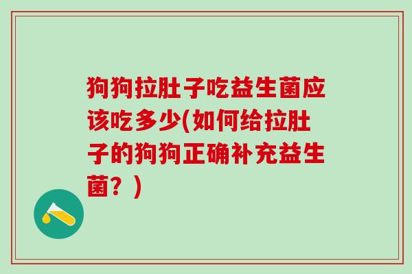 狗狗拉肚子吃益生菌应该吃多少(如何给拉肚子的狗狗正确补充益生菌？)