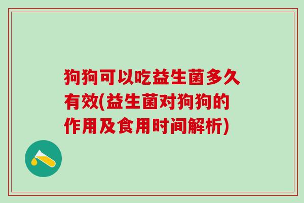 狗狗可以吃益生菌多久有效(益生菌对狗狗的作用及食用时间解析)