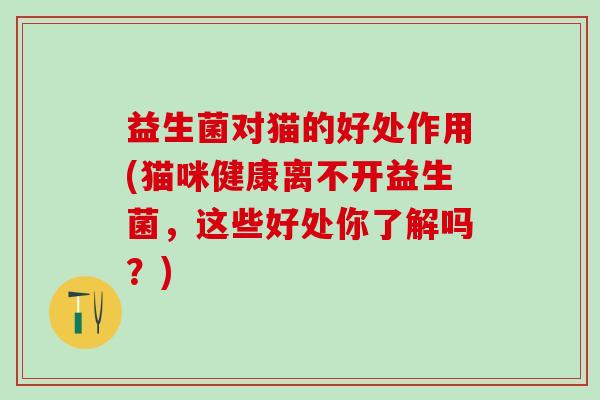 益生菌对猫的好处作用(猫咪健康离不开益生菌，这些好处你了解吗？)