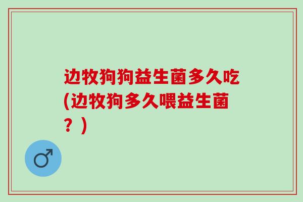 边牧狗狗益生菌多久吃(边牧狗多久喂益生菌？)
