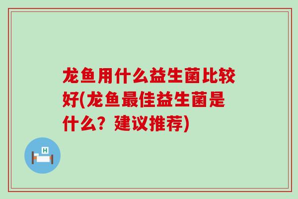 龙鱼用什么益生菌比较好(龙鱼佳益生菌是什么？建议推荐)