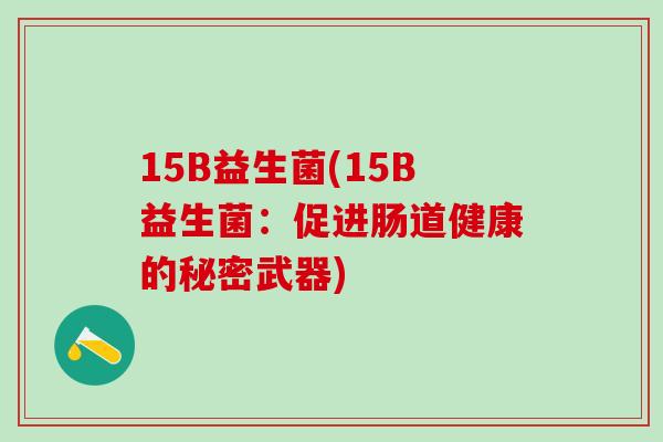 15B益生菌(15B益生菌：促进肠道健康的秘密武器)