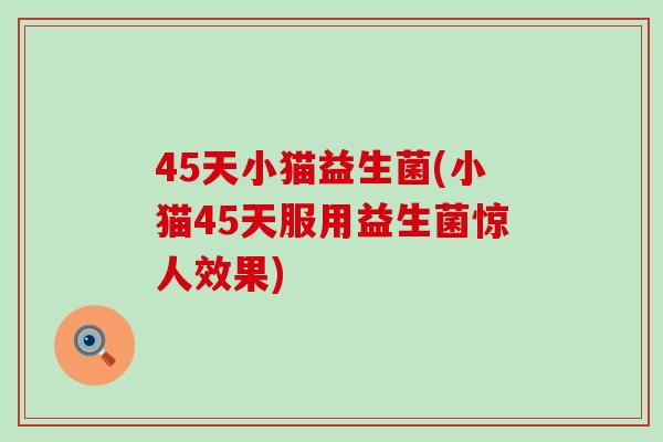 45天小猫益生菌(小猫45天服用益生菌惊人效果)