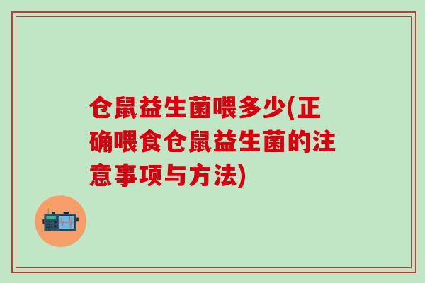 仓鼠益生菌喂多少(正确喂食仓鼠益生菌的注意事项与方法)