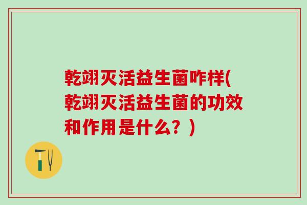 乾翊灭活益生菌咋样(乾翊灭活益生菌的功效和作用是什么？)