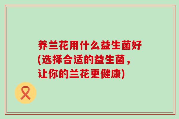 养兰花用什么益生菌好(选择合适的益生菌，让你的兰花更健康)