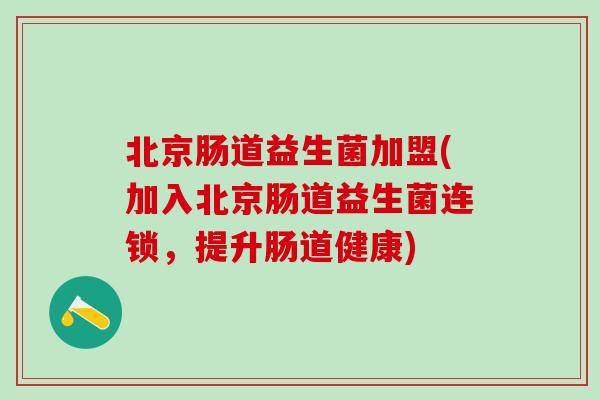 北京肠道益生菌加盟(加入北京肠道益生菌连锁，提升肠道健康)