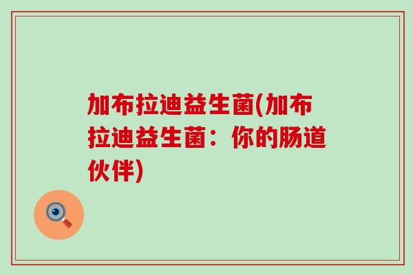 加布拉迪益生菌(加布拉迪益生菌：你的肠道伙伴)