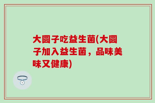 大圆子吃益生菌(大圆子加入益生菌，品味美味又健康)