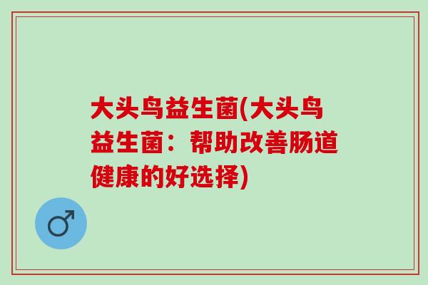 大头鸟益生菌(大头鸟益生菌：帮助改善肠道健康的好选择)