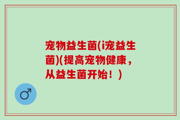 宠物益生菌(i宠益生菌)(提高宠物健康，从益生菌开始！)