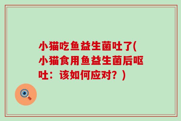 小猫吃鱼益生菌吐了(小猫食用鱼益生菌后：该如何应对？)