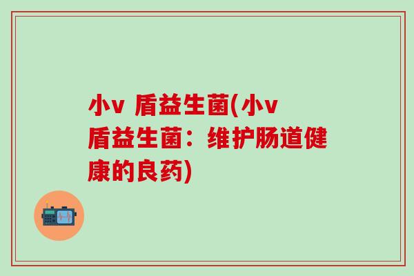 小v 盾益生菌(小v盾益生菌：维护肠道健康的良药)