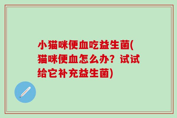 小猫咪便吃益生菌(猫咪便怎么办？试试给它补充益生菌)