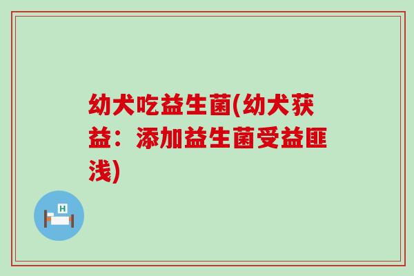 幼犬吃益生菌(幼犬获益：添加益生菌受益匪浅)