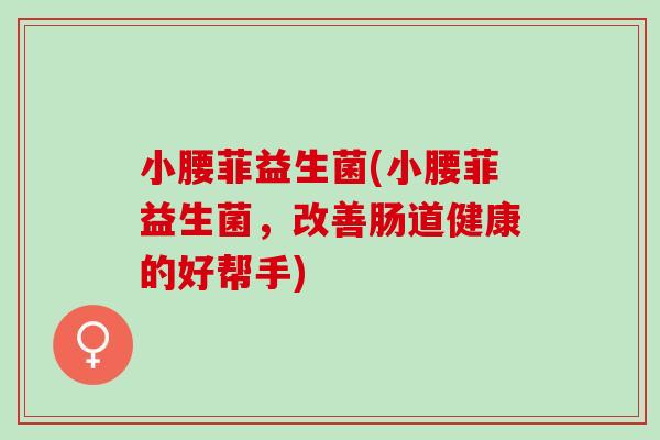 小腰菲益生菌(小腰菲益生菌，改善肠道健康的好帮手)
