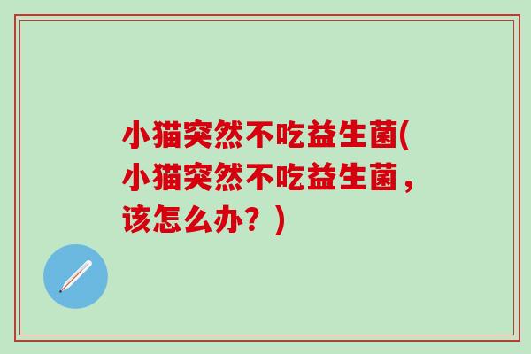 小猫突然不吃益生菌(小猫突然不吃益生菌，该怎么办？)