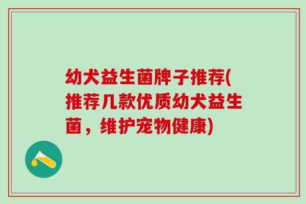 幼犬益生菌牌子推荐(推荐几款优质幼犬益生菌，维护宠物健康)