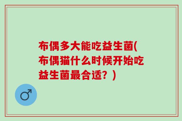 布偶多大能吃益生菌(布偶猫什么时候开始吃益生菌合适？)