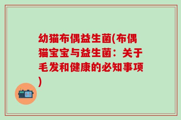 幼猫布偶益生菌(布偶猫宝宝与益生菌：关于毛发和健康的必知事项)