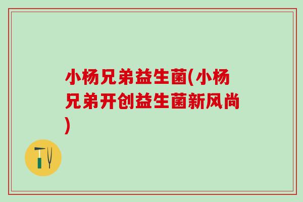 小杨兄弟益生菌(小杨兄弟开创益生菌新风尚)