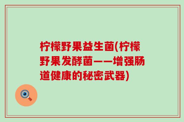 柠檬野果益生菌(柠檬野果发酵菌——增强肠道健康的秘密武器)