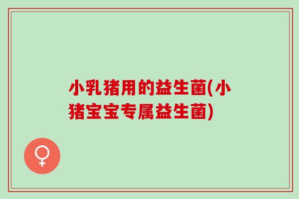 小乳猪用的益生菌(小猪宝宝专属益生菌)