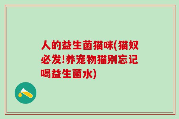 人的益生菌猫咪(猫奴必发!养宠物猫别忘记喝益生菌水)