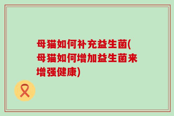 母猫如何补充益生菌(母猫如何增加益生菌来增强健康)