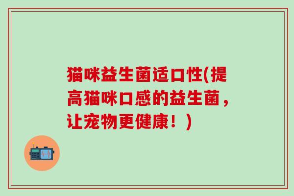 猫咪益生菌适口性(提高猫咪口感的益生菌，让宠物更健康！)
