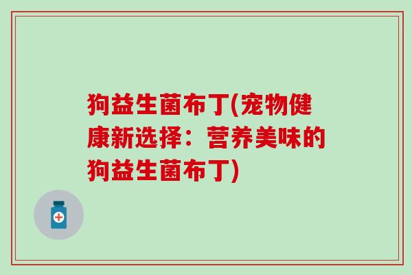 狗益生菌布丁(宠物健康新选择：营养美味的狗益生菌布丁)