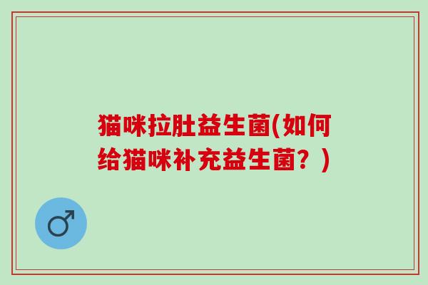 猫咪拉肚益生菌(如何给猫咪补充益生菌？)