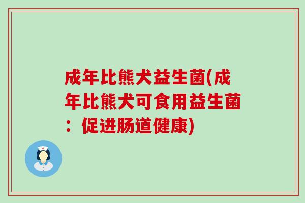 成年比熊犬益生菌(成年比熊犬可食用益生菌：促进肠道健康)