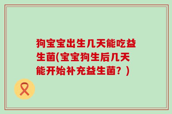 狗宝宝出生几天能吃益生菌(宝宝狗生后几天能开始补充益生菌？)
