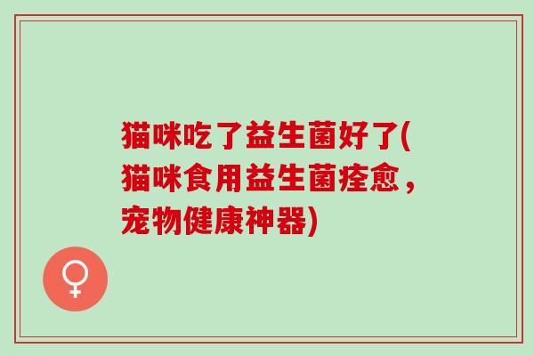 猫咪吃了益生菌好了(猫咪食用益生菌痊愈，宠物健康神器)