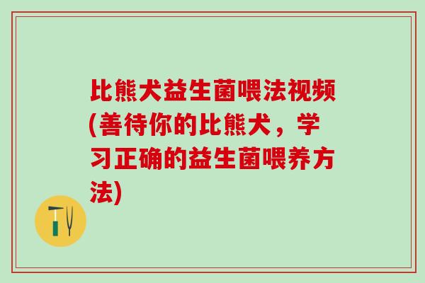 比熊犬益生菌喂法视频(善待你的比熊犬，学习正确的益生菌喂养方法)