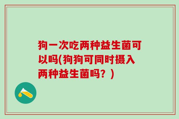 狗一次吃两种益生菌可以吗(狗狗可同时摄入两种益生菌吗？)