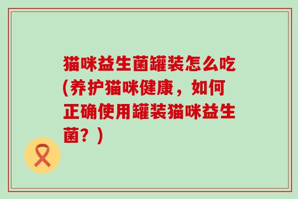 猫咪益生菌罐装怎么吃(养护猫咪健康，如何正确使用罐装猫咪益生菌？)