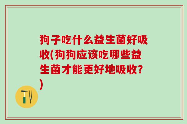 狗子吃什么益生菌好吸收(狗狗应该吃哪些益生菌才能更好地吸收？)